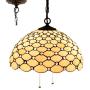 Tiffany Hanging Lamp W16H40 Inch Pendant Light Amber Stained Glass Crystal Pear Bead Shade Chandelier Ceiling Fixture S005 WERFACTORY Deco Dining LivingRoom Bedroom Study Office Cafe Bar Hallway Loft