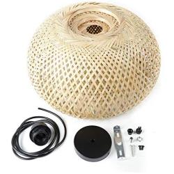 LED Modern Bamboo Wicker Chandelier Rattan Pendant Lamp Ceiling Light for Bedroom Dining Room