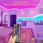 Segrass 16.4ft 5050 RGB Led Strip Lights，5M 150 LEDs Rope Lights, IP20 Non Waterproof Color Changing with 20 Colors 8 Light,LED Light Strips Kit with 44 Keys IR Remote Controller and 12V Power Supply