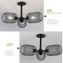 BELUZE 3-Light Industrial Vintage Adjustable Angle Chandelier,8'' Hanging Rod E26 Matte Metal Cage Rustic Flush Mount Ceiling Light Fixture for Kitchen Living Room Dining Room Bedroom Hallway,Black.
