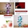 Belief Rebirth Vase Table Lamp - Modern Decor Aluminum Flower Lights G4 LED 3x2W, Brushed Chrome Base Nightstand Desk Lamps Desktop Light for Living Room, Bedroom (Color : Purple)