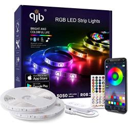 QJB LED Strip Lights Bluetooth APP Controller 32.8ft RGB LED Music Sync Color Changing Lights, for Bedroom, Party