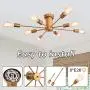 PUMING 8 Lights Gold Modern Sputnik Chandeliers Semi-Flush Ceiling Light Fixture for Living Room Bedroom Bathroom Kitchen Cottage Lighting