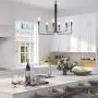 Dining Room Chandelier, Black Chandelier in Rustic Metal Finish Kitchen Light Fixture, 25'' x 25'' x 23.5'' Farmhouse Lighting
