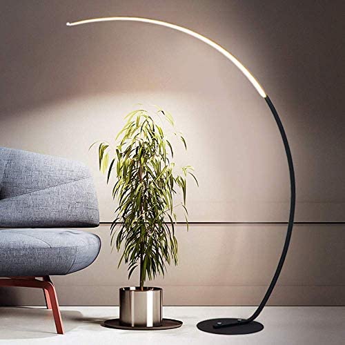 BXZ Led Arc Floor Lamp, Modern Metal Floor Light with 3 Color Temperatures, Acrylic Shade, Foot Switch, Iron Base, Eye Care Reading Lamp for Living Room, Bedroom, Office, Study