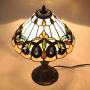 Tiffany Style Retro Baroque Lamp Table Light 12 Inches Wide Hand-Cut Stained Glass Desk Antique Night Light and Antique Brass Finish Metal Lamp Base for Living Room Restaurant Office EFFORTINC.COM