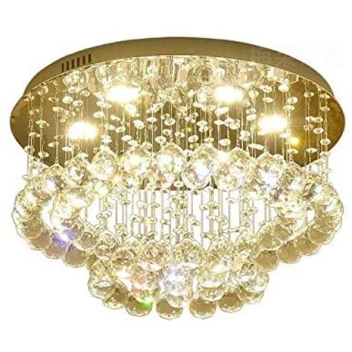 Modern Crystal Chandelier, Raindrop Pendant Lighting Fixtures, Flush Mount LED Ceiling Light, Hanging Lamp for Living Room, Bedroom, Dining Room