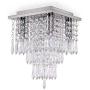 Qihang Mini Modern Crystal Chandelier Half Flush Mount Ceiling Light Fixture Contemporary Square Pendant Lamp for Bedroom Living Room Hallway Dining Room