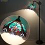 Tiffany Style Reading Floor Lamp Lighting W12H64 Inch Green Stained Glass Liaison Lampshade Antique Adjustable Arched Base S160G WERFACTORY LAMPS Living Room Bedroom Beside Table Girlfriend Lover Gift