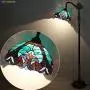Tiffany Style Reading Floor Lamp Lighting W12H64 Inch Green Stained Glass Liaison Lampshade Antique Adjustable Arched Base S160G WERFACTORY LAMPS Living Room Bedroom Beside Table Girlfriend Lover Gift