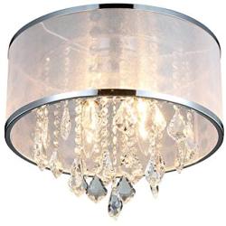 ANJIADENGSHI Modern Crystal Chandelier Lighting 4 Lights Luxury Chrome K9 Crystal Pendant Light Flush Mount Ceiling Light Fixture for Kitchen Island Dining Room Living Room Farmh,Chrome