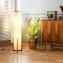 Brightech Parker - Decorative Tower Shade Floor Lamp for Living Rooms - Contemporary Column Lamp - Soft Light for Bedroom Standing 48 Inches (4) Tall - Asian Design w/Wood Frame - Incl. 2 LED Bulbs