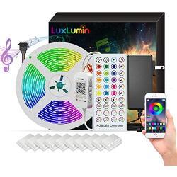 LuxLumin LED Strip Lights 32.8ft, Bluetooth RGB LED Strip Lights with 40keys Remote Control, Music Sync Color Changing Light Strip for Bedroom Party Home Decoration (APP+Remote+3 Botton Control)