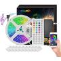 LuxLumin LED Strip Lights 32.8ft, Bluetooth RGB LED Strip Lights with 40keys Remote Control, Music Sync Color Changing Light Strip for Bedroom Party Home Decoration (APP+Remote+3 Botton Control)