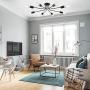 TULUCE Vintage 8 Light Ceiling Light Industrial Metal Black Sputnik Semi Flush Mount Light for Dining Room Living Room Kitchen