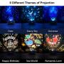 Star Projector Night Light Bluetooth Speaker 360 Degree Rotation Multicolor Changing Music Nursery Light Bedside Table Lamp with 6 Optional Films for Kids, Adults, Alarm Clock/TF Card/AUX Support