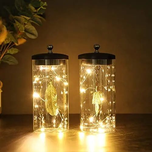 JHY DESIGN Set of 2 Leaf Pendant Decorative Lamp Battery Powered Lights 7'' Tall Cordless Lamp Light with Fairy Lights for Living Room Bedroom Kitchen Wedding Xmas JHY DESIGN Set of 2 Leaf Pendant Decorative Lamp Battery Powered Lights 7'' Tall Cordless Lamp Light with Fairy Lights for Living Room Bedroom Kitchen Wedding Xmas