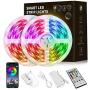 50FT LED Strip Lights,RGB LED Strip Lights,5050 Color Changing LED Lights Strip，Bluetooth led Strip Lights with App & Remote Control，Smart Music sync Led Lights for Bedroom Party Home Decoration