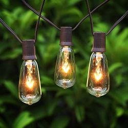 PARTPHONER Outdoor String Lights, 20Ft ST40 Patio Lights Edison Glass Bulbs Hanging Lights, Weatherproof Connectable Vintage Bistro Lights for Garden Backyard Porch Balcony Wedding Party Decor, Brown