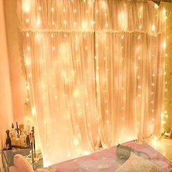 MZD8391 Curtain String Lights, 9.8 X 9.8ft 304 LED Starry Fairy Lights for Wedding, Bedroom, Bed Canopy, Garden, Patio, Outdoor Indoor (Warm White)