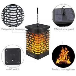 Arzerlize Solar Lanterns Outdoor Hanging, Garden Decorations, led Solar Lights Dancing Flame Patio Decor Pathway Landscape Waterproof auto on/Off Yellow 4/P