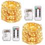 ECOWHO String Lights, 66ft 200 LED Battery Powered Fairy Lights, 8 Lighting Modes, Decorative Warm White Lights for Bedroom, Patio, Garden, Wedding (2 Pack)