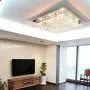 7PM Modern Square Crystal Chandelier Ceiling Light Fixture Flush Mount for Living Room Bedroom Dining Room W32 x H13 24 Lights