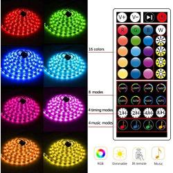 Segrass LED Strip Lights Music Sync, 5050 RGB Music Sync Color Changing RGB Lights with 40keys Music Remote Controller, LED Lights for Bedroom Party Home Decoration (16.4ft)