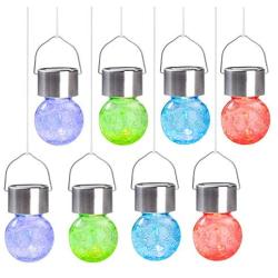 Solpex Hanging Solar Lights Outdoor,8 Pack Christmas Decorative Cracked Glass Ball Light, Solar Powered Waterproof Globe Lighting, Hanging Globe Solar Lights for Garden, Yard, Patio, Lawn, Flower Bed