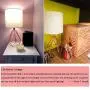 Depuley Modern Rose Gold Table Lamp for Living Room, Small Metal Desk Lamp Hollowed Out Base with Fabric Shade,5W Nightstand Lamps for Bedroom/Office/Side (E26 Bulb Incl.)