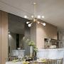 Kostomo Gold Sputnik Chandelier 8 Lights Chandeliers Mid Century Modern Light Fixture Ceiling Lamps for Living Room Electroplated Finish Lights Industrial Brass Pendant Lighting（8lights-Brass）