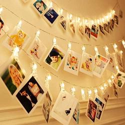 LED Photo String Lights-Magnoloran 20 Photo Clips Battery Powered Fairy Twinkle Lights, Wedding Party Christmas Home Decor Lights for Hanging Photos, Cards and Artwork, Warm White