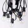 Newpow Outdoor String Lights 100ft with 50+2 Spare Dimmable Shatterproof Waterproof LED G40 Globe Bulbs - Clear Plastic, 1W 60LM 2200K Warm Glow for Indoor/Outdoor Decoration and Lighting -Black Wire