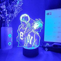 3D Night Lights for Girls Boys Hinata Shoyo & Kageyama tobio Figurine 3D Anime Lamp Haikyuu Comic Night LED Sensor Light Bedroom Bedside Table Decor Lamp led Night Light for Kids 16 Colors Remote