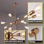 LIGHTESS Sputnik Pendant 10 Light Vintage Sputnik Chandelier Semi Flush Mount Chandelier Ceiling Light for Kitchen Dining Living Room, Gold Brass, E26 Base (Bulb Not Included)