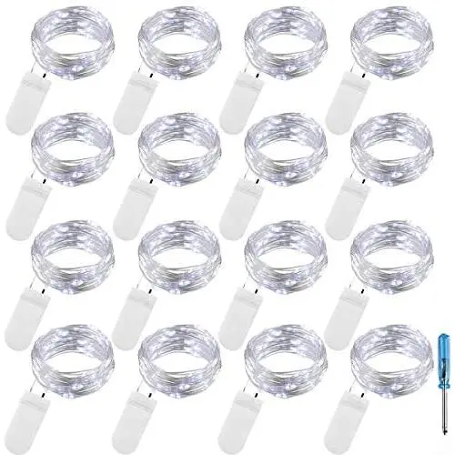 LXS 16 PCS Battery Mini Lights,Super Bright with 30 Micro LEDs On Soft and Flexible Silver Wire Waterproof Mini String Lights for DIY Party Wedding Centerpiece or Christmas Table Dec(Cool White) LXS 16 PCS Battery Mini Lights,Super Bright with 30 Micro LEDs On Soft and Flexible Silver Wire Waterproof Mini String Lights for DIY Party Wedding Centerpiece or Christmas Table Dec(Cool White)