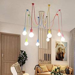 Foicags Chandelier Colorful 8 Lights E27 Pendant Lighting Ceiling Spider Light Pendant Light，dining Room Lighting Fixtures Hanging Decoration Childrens Room Illumination Bedroom Fixtures Decoration