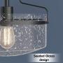 Tangkula Industrial Ceiling Light Fixture, Seeded Glass Shade, Semi Flush Mount Ceiling Light w/ Black Metal Base, Farmhouse Pendant Lighting for Dining Room, Bedroom, Cafe, Bar, Entryway (Black)