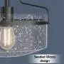 Tangkula Industrial Ceiling Light Fixture, Seeded Glass Shade, Semi Flush Mount Ceiling Light w/ Black Metal Base, Farmhouse Pendant Lighting for Dining Room, Bedroom, Cafe, Bar, Entryway (Black)