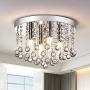 Maxax Crystal Chandelier Lighting Mini Chandelier 4 Lights Flush Mount Ceiling Light for Hallway, Kitchen, Dining Room, Kids Room, Chrome Finish