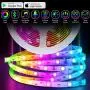 50FT LED Strip Lights,Music Sync LED lights for Bedroom Home Party Decor,RGB Color Changing Rope Light with Remote,Sensitive Built-in Mic App Controlled 12v Ultra Bright,APP+Remote+Mic+3-Button Switch