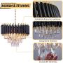 FRIXCHUR Modern Crystal Chandelier 3 Tiers Raindrop Crystal Pendant Light Fixture Round Chandelier Flush Mount Ceiling Light Lighting for Living Room Dining Room Lobby Bathroom Restaurant,E12x5 Lights