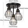 HMVPL Semi Flush Mount Ceiling Light, 3-Lights Industrial Close to Ceiling Light Fixtures, Iron Cage Pendant Light for Kitchen Island Dining Room Hallway Bedroom