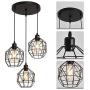UOFUS 3-Light Pendant Lighting with Black Metal Cage Shade Adjustable Modern Light Fixture for Kitchen Living Room Bedroom Hallway Bar