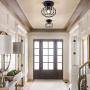 YLONG-ZS Semi Flush Mount Clear Pannel Chandelier Lighting Black Matel Finishing and Chandeliers Ceiling Light Fixture E26 Bulbs Pendant Light in Bedroom, Hall or Dining Room