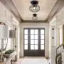 YLONG-ZS Semi Flush Mount Clear Pannel Chandelier Lighting Black Matel Finishing and Chandeliers Ceiling Light Fixture E26 Bulbs Pendant Light in Bedroom, Hall or Dining Room