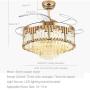 MoreChange 42 Inch Luxury Crystal Ceiling Fans with Lights, Remote Control 3 Color Changes Modern Invisible Chandelier Fan Lighting Fixture for Hotel Restaurant Living Room Dining Room, Gold