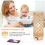 Touch Control Crystal Table Lamp with 2 USB Charging Ports, 3-Way Dimmable Bedside Desk Lamps with Decorative Gold Crystal Lampshade, Nightstand Lamp for Bedroom Living Room, T45 E26 LED Bulb Included