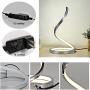 Modern Dimmable LED Table Lamp, 7W Touch Control Contemporary Spiral Chrome Finish Desk Lamp, Curved Bedside Nightstand Lamp for Bedroom Study Living Room Office