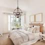 Zicbol Farmhouse Chandelier 4-Light Candle Style Metal Vintage Pendant Light Rustic Chandelier Lighting Fixture for Dining Room, Living Room, Bedroom, Hallways, Island, Restaurant UL Black